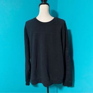 Berkley Jensen Mens XL Solid Black Crewneck Long Sleeve Sweater Zip Sleeve